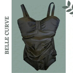 Belle Curve Women’s Black One Piece Swimsuit Padded Bra Size 18